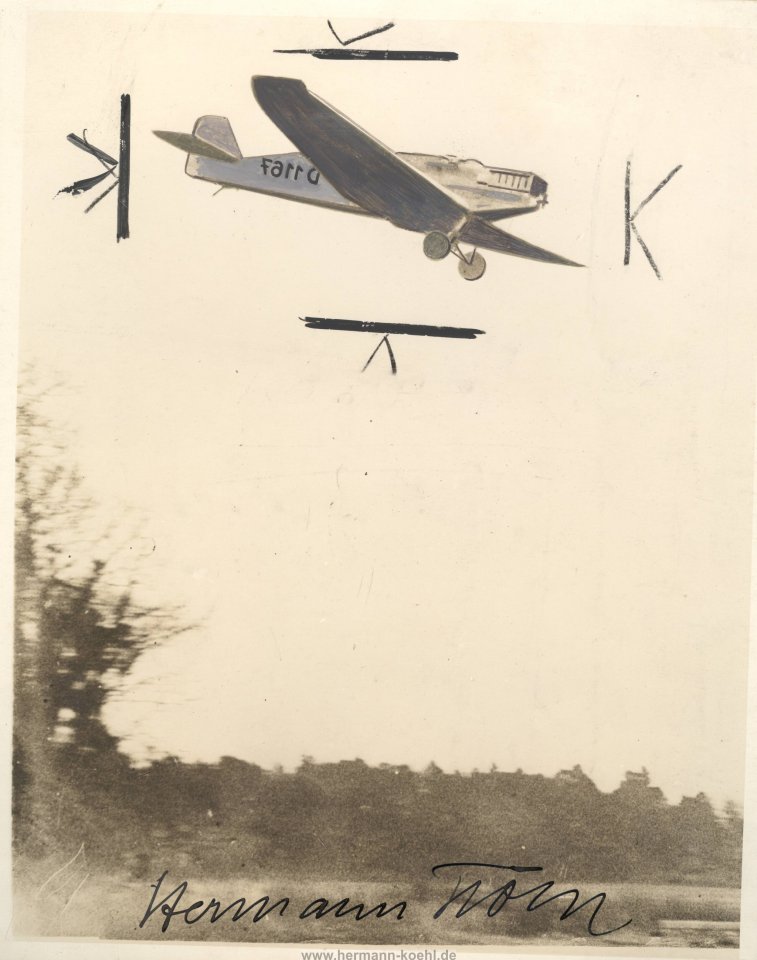 Die Bremen im Flug, mit Unterschrift von Hermann Köhl